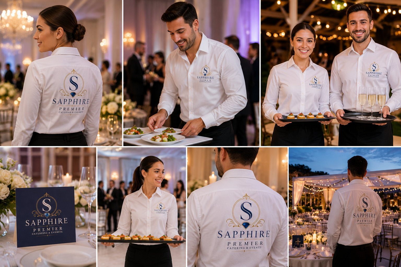 Sapphire Premier staff serving guests at elegant indoor and outdoor events